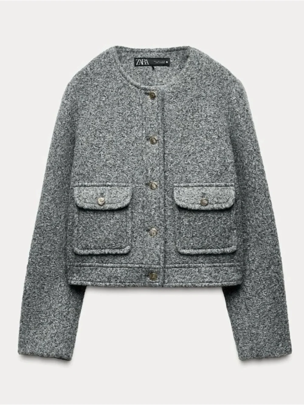 ZARA BLOGGER FAVORITE SHORT BOUCLÉ JACKET SIZE L - Picture 6 of 13